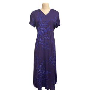 Vintage Norton McNaughton Petites Purple Floral Maxi Dress S V-Neck Short Sleeve